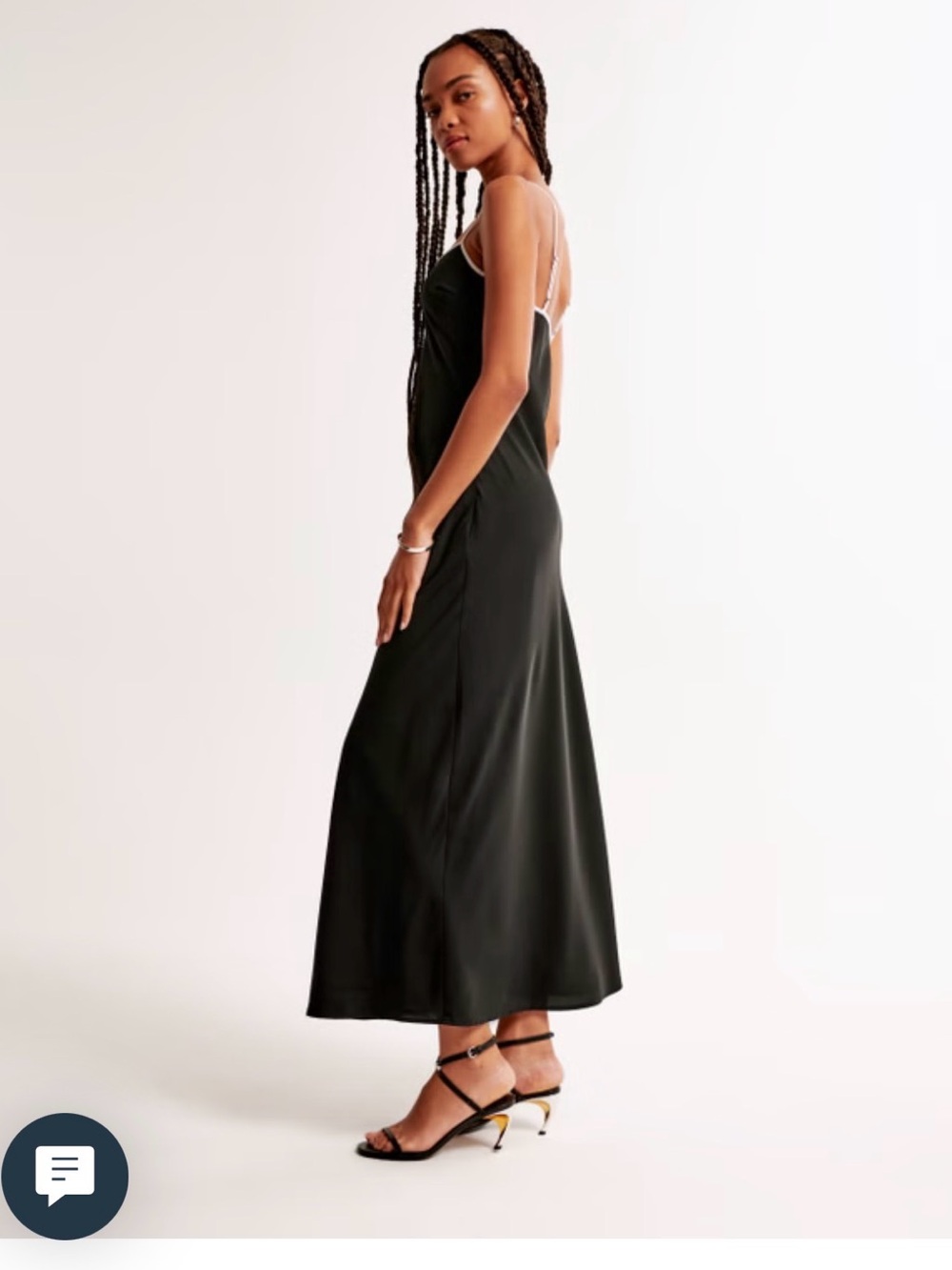 Abercrombie & Fitch Black Slip Maxi Dress with White Trim Small NWT - Picture 3 of 7